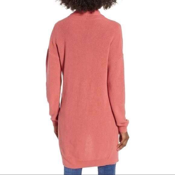 BP. Nordstrom Stitch Curve Hem Cardigan Coral XXS - Picture 3 of 12